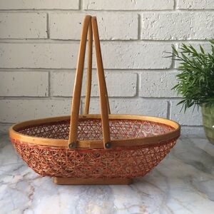 Handcrafted Orange & Brown Danty Oval Woven Basket